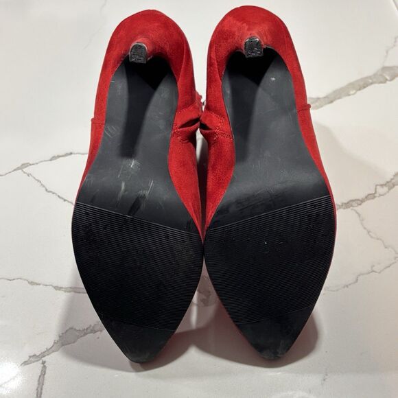 Madden Girl Women’s Sally Red Suede PU Stiletto Booties Ankle Boots Size 7.5 - Picture 9 of 12